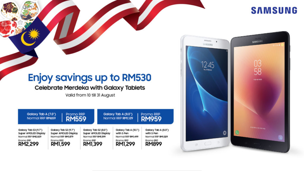Score a Galaxy Tab S3 at an RM530 discount at the Galaxy Tab Merdeka Promo 2