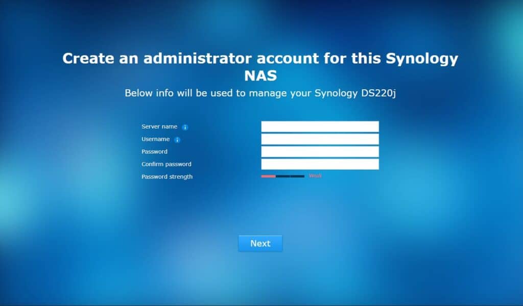 Synology DiskStation DS220j  setup login