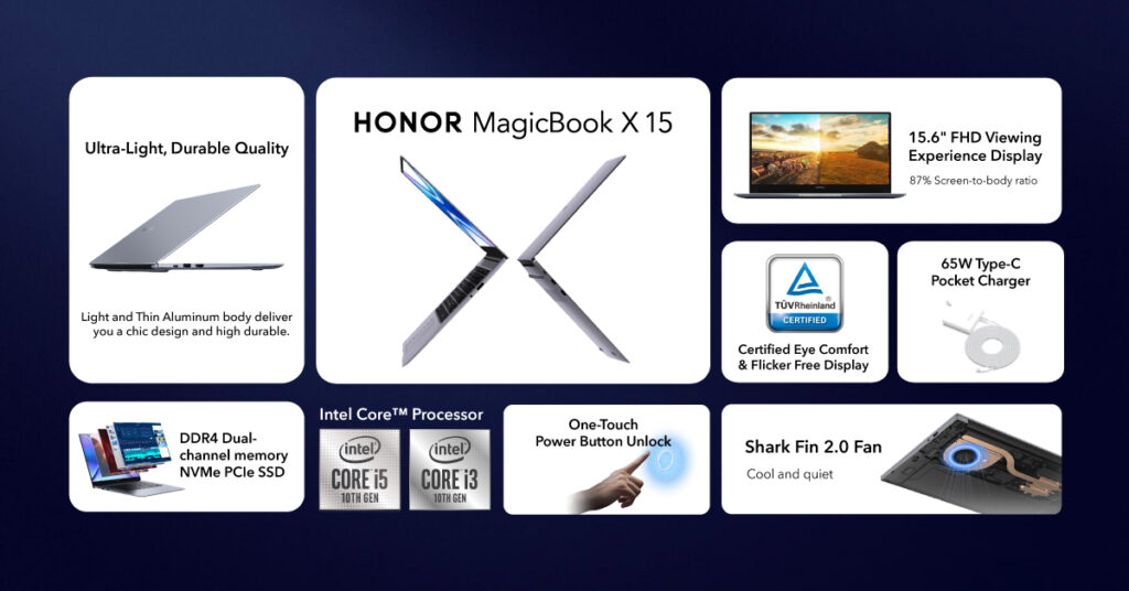 HONOR MagicBook X 15 laptop specs