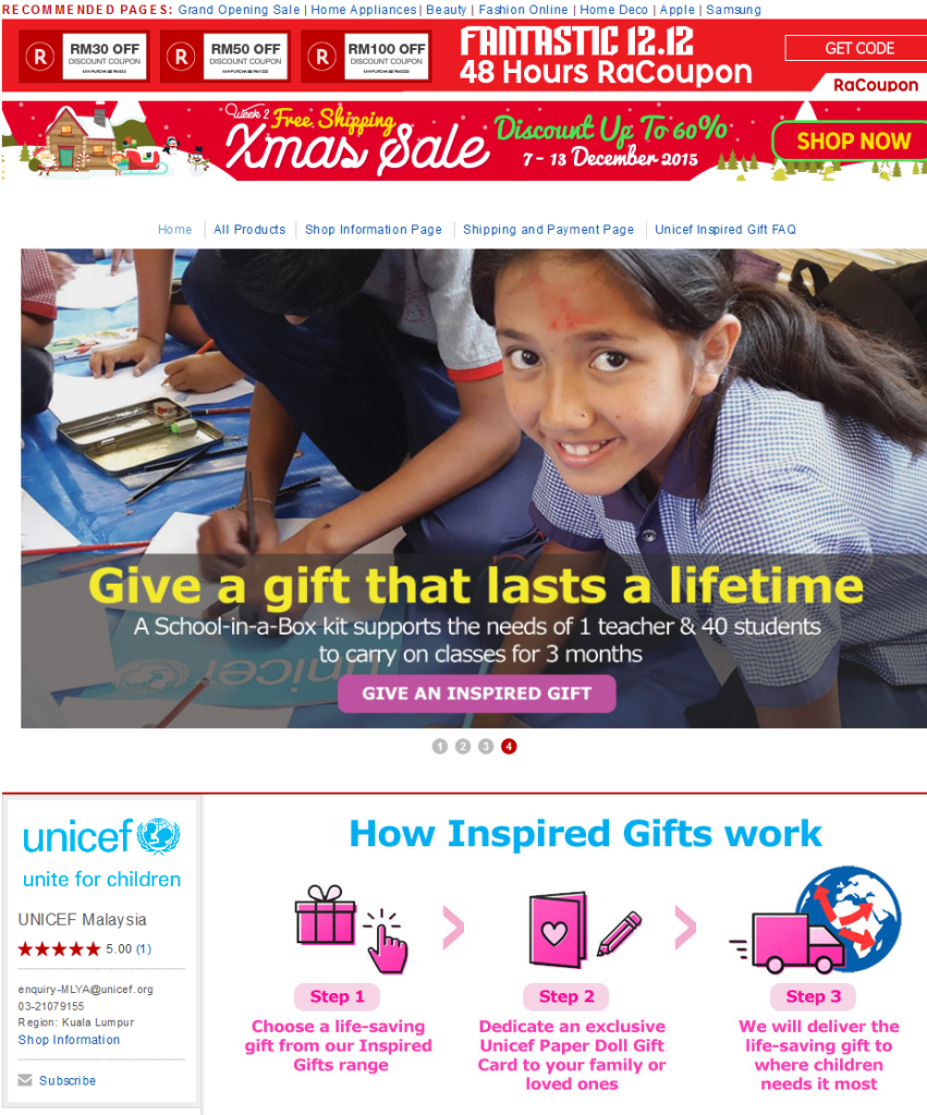 Rakuten ushers in holiday cheer with UNICEF Inspired Gift store 5
