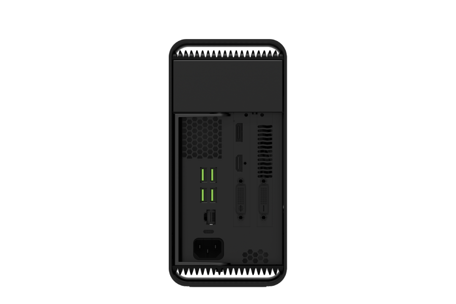 The rear of the Razer Core packs four USB 3.0 ports, a Gigabit Ethernet port and a Thunderbolt 3 connection