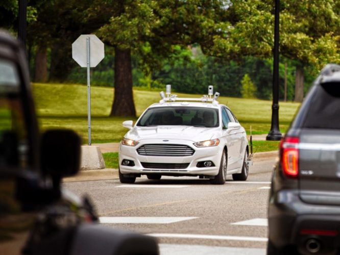 Ford Fusion Hybrid Autonomous Vehicle on the road