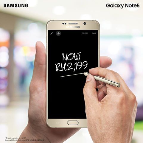 Samsung's Galaxy Note 5 now repriced to RM2,199 1