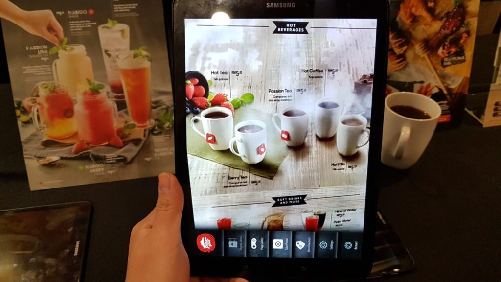 In-store diners can experience the augmented reality menu that interacts with the physical menus with unique animations and even a nifty treasure hunt game