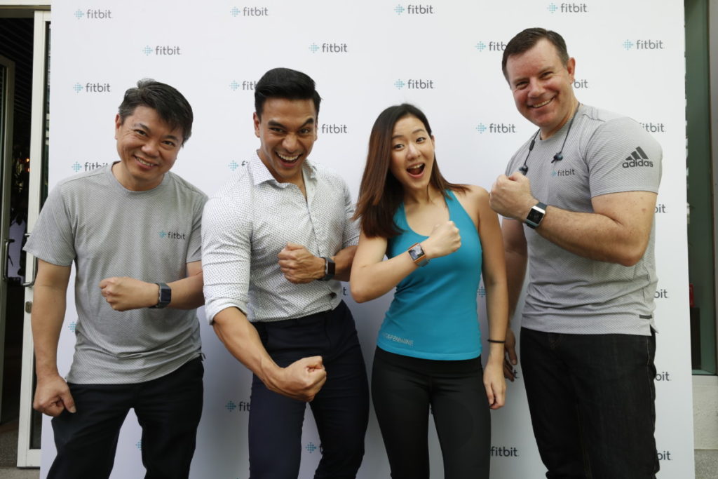 Louis Lye; Fitbit’s Country Manager of SEA, HK and TW, Dr. Say aka. Dr. Shazril Shaharuddin medical officer (MO) and personal trainer, Joanna Soh; personal trainer, nutrition coach and women’s fitness specialist and Alexander Healy; Fitbit’s APAC Director of Product Marketing, posing with the new smartwatch - Fitbit Ionic.