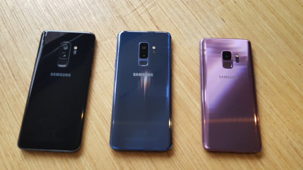 The three colours that the Galaxy S9 and S9+ will be available in for the Malaysia market - Midnight Black, Coral Blue and Lilac Purple