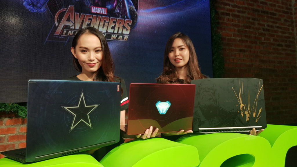 Models with the new Acer Avengers Infinity War notebooks