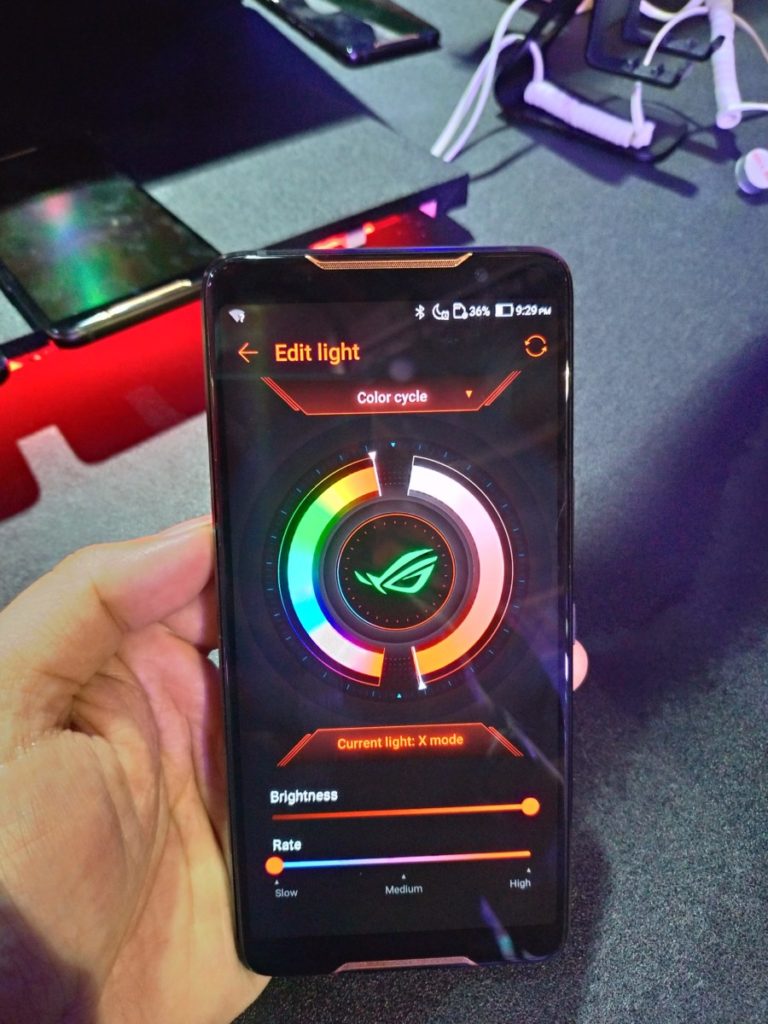 The ROG phone, befitting its gaming audience has customisable backlighting