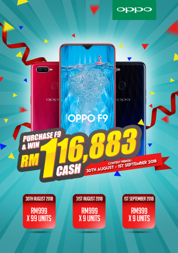 Preordering the OPPO F9 can get you a whopping RM999 in cash 2