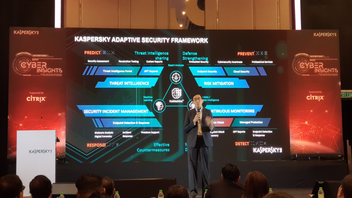 Mr. Yeo Siang Tiong, General Manager, SEA, Kaspersky Lab at the Cyber Insights 2018 forum held in Malaysia.