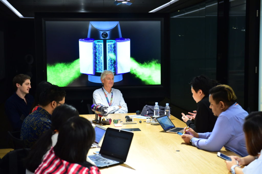 Sir James Dyson fielding questions from journalists at the Dyson MDC