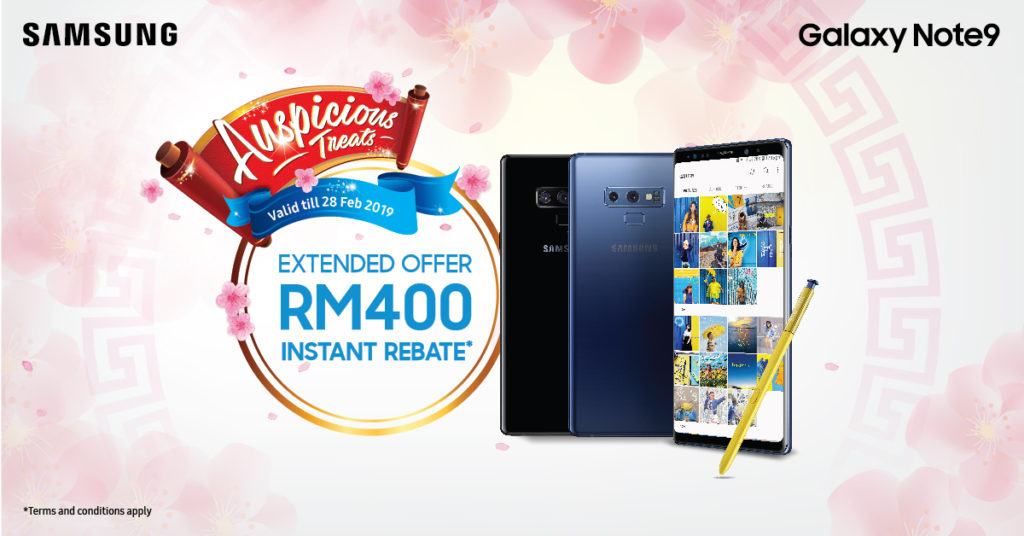 Samsung is offering an RM400 rebate off the Galaxy Note9 just in time for the New Year 2