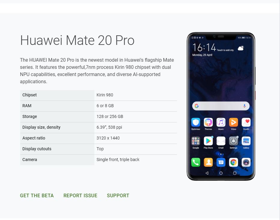 Mate 20 Pro Beta Q page screencap