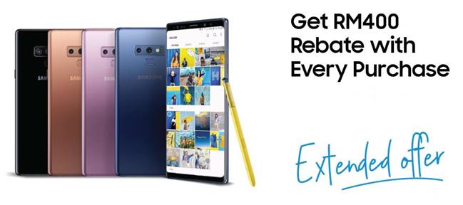 You can get the Samsung Galaxy Note9 with a RM400 rebate for a limited time 2