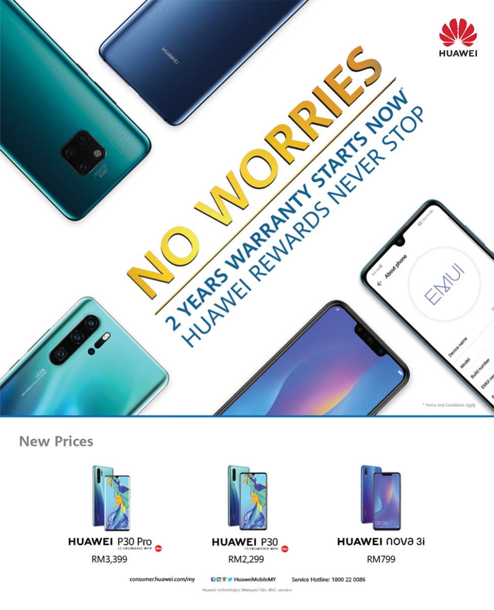 Huawei No Worries 2 Years Warranty Campaign & new low prices for P30 and P30 Pro make it the best time to buy your next phone. Here’s why... 2
