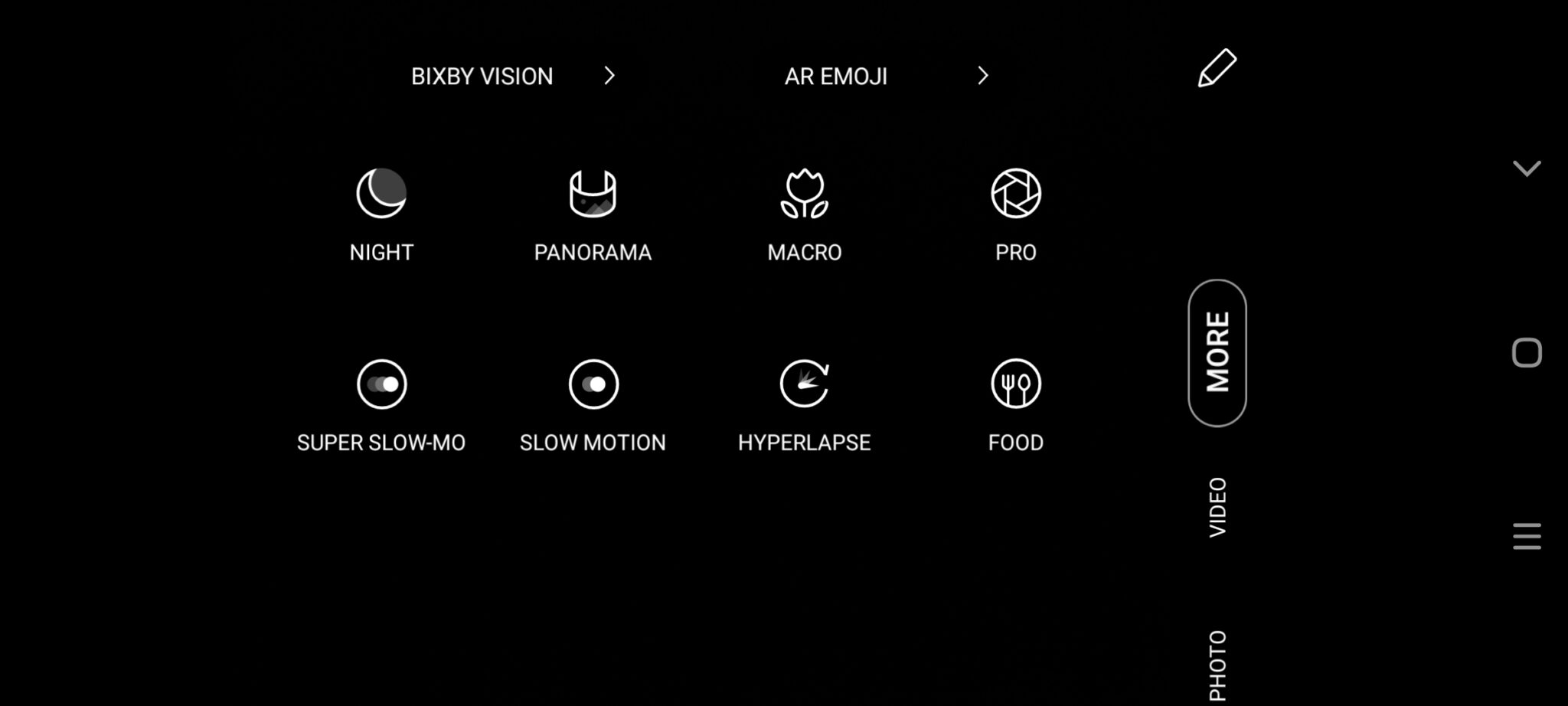 Samsung Galaxy A71 camera mode UI