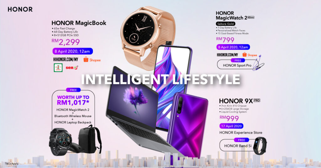 Honor MagicBook notebook , 9x Pro phone and MagicWatch 2 in Sakura Gold arrive in Malaysia 1