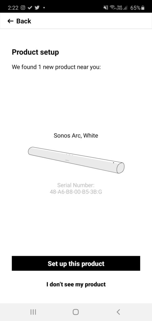 Sonos Arc Soundbar setup S2 app