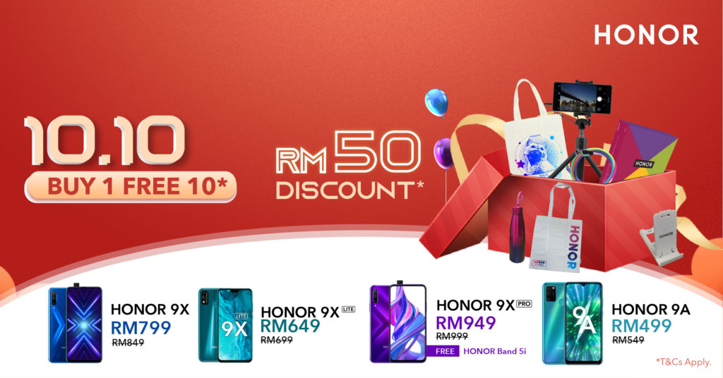 HONOR Malaysia offers huge bargains for 10.10 with crazy buy 1 free 10 in-store deals 1