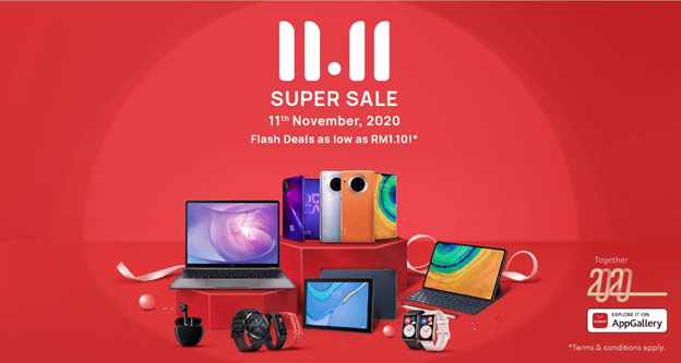 Huawei 11.11 Super Sale promotions offer up to RM200 discounted vouchers and free gifts 2