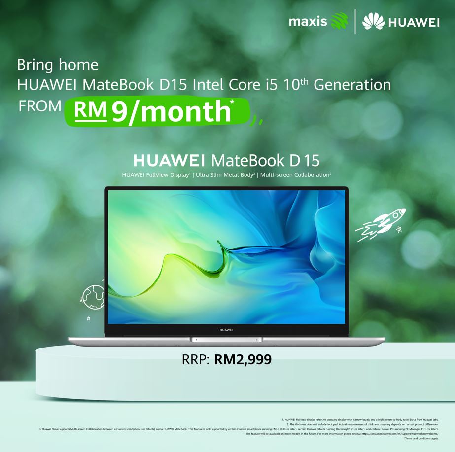 Huawei MateBook D15 for RM9 a month