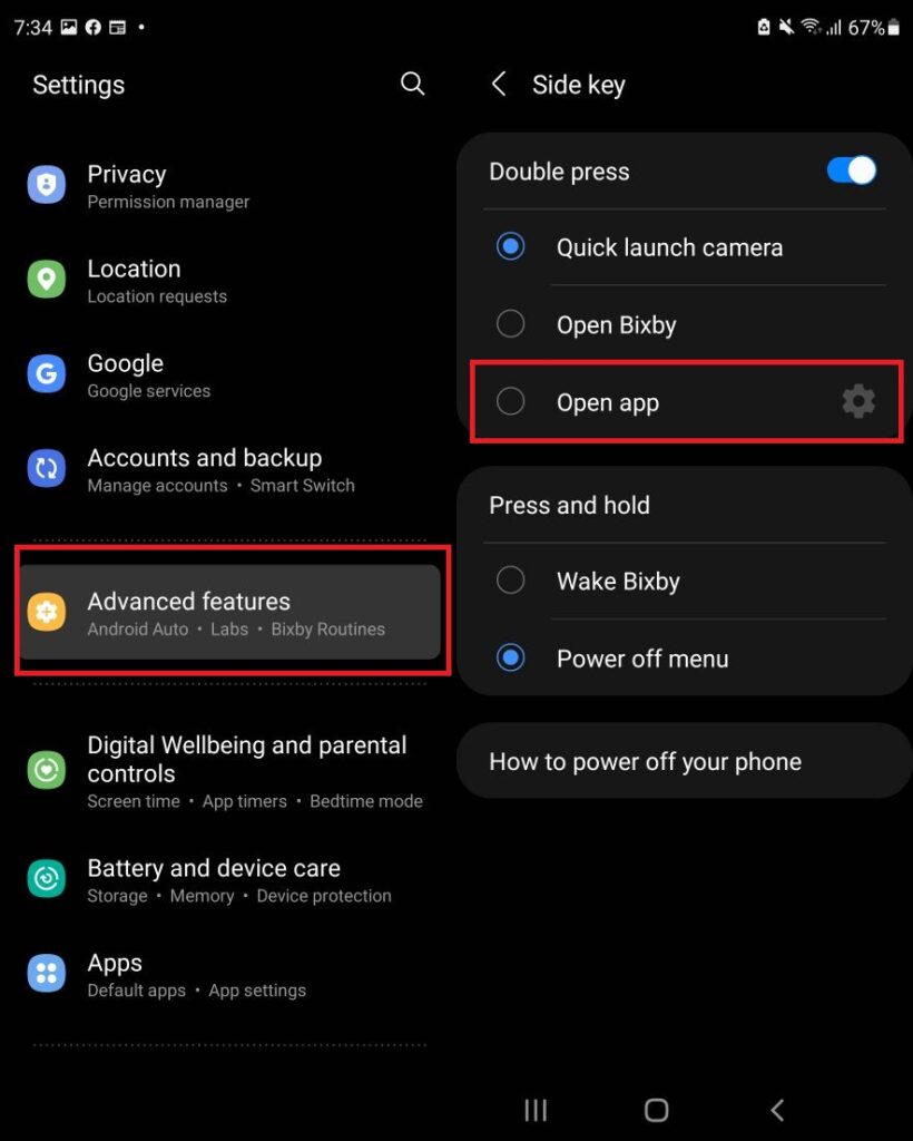 Galaxy Z Fold3 Power User Tip #1 - Customise the Side Key Button for Instant App access step 2