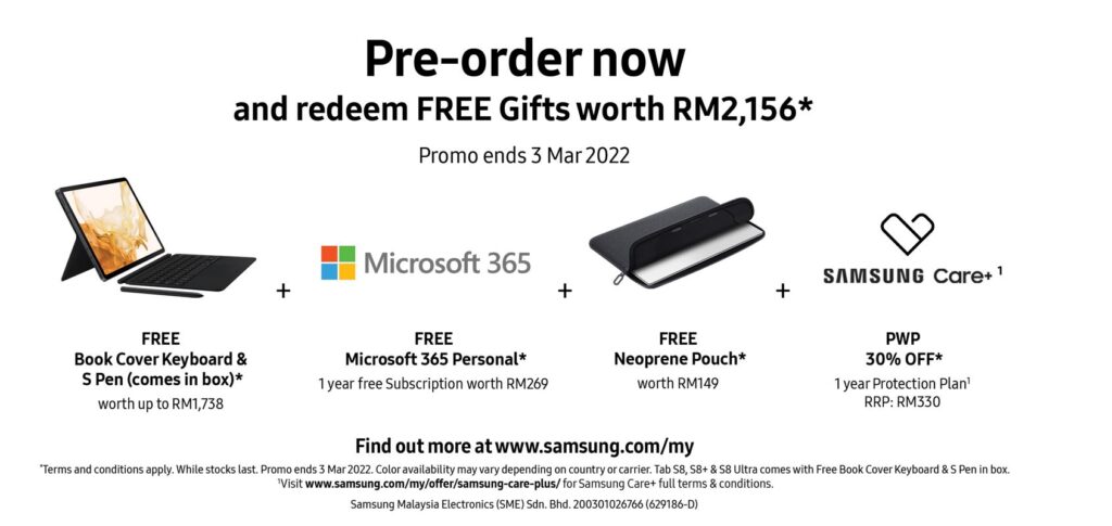 Samsung Galaxy Tab S8 series Malaysia free gifts