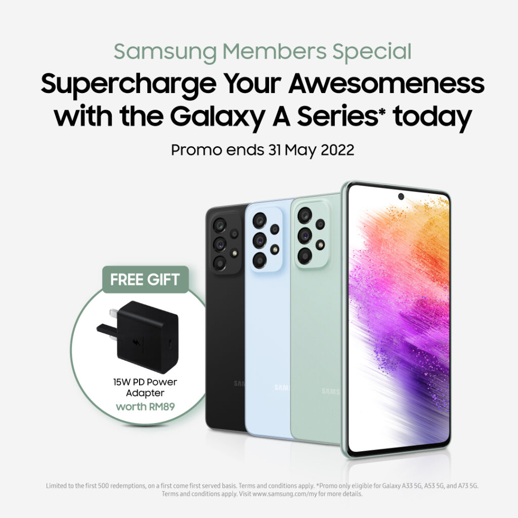 Galaxy A33, A53 and A73 as a Samsung Member poster 2022
