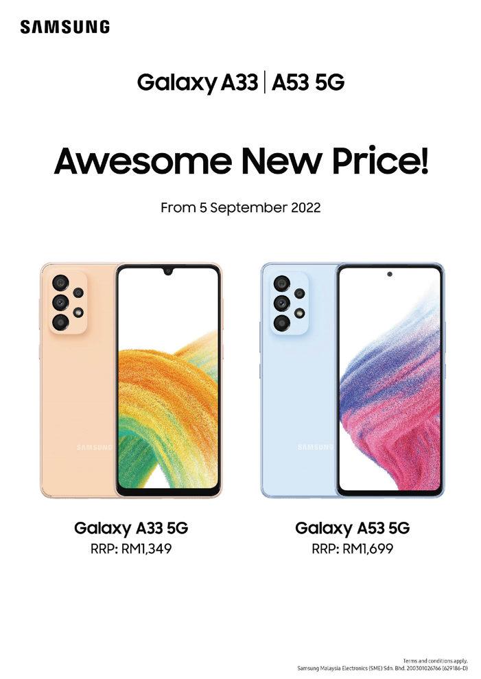 Samsung Galaxy A33 and Galaxy A53 new price