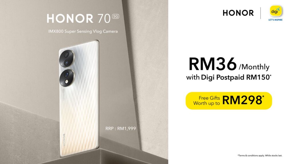 New Digi Postpaid Plan offers HONOR 70 for just RM36 per month | Hitech
