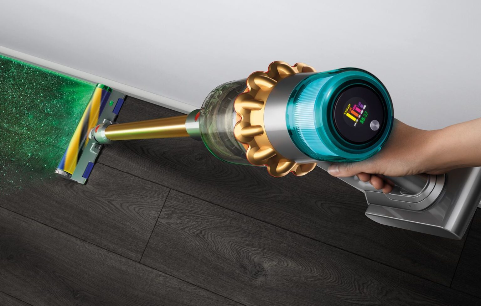 Powerful new Dyson V15 Detect Absolute with antitangle, dust detecting