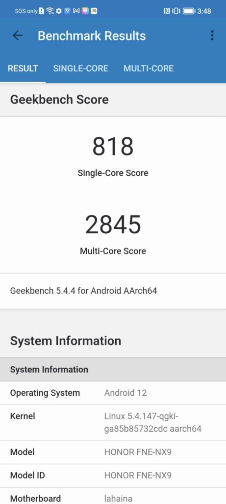 Honor 70 Review geekbench