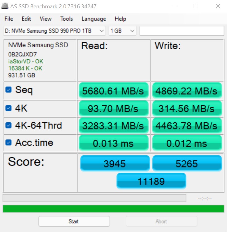 Samsung SSD 990 Pro Review AS SSD