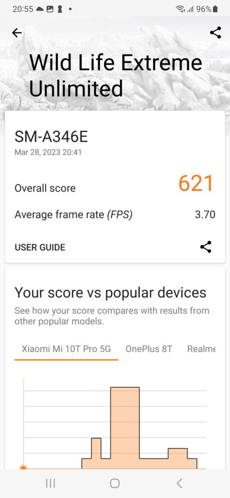3dmark wild life extreme unlimited galaxy a34 review