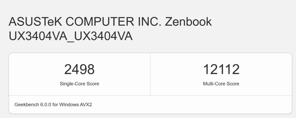 ASUS Zenbook 14X OLED UX3404 Review (2023) Geekbench 6