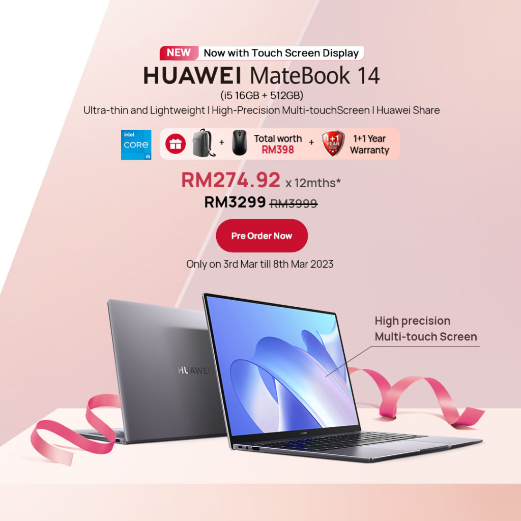 Huawei Matebook 14 2023 promo page