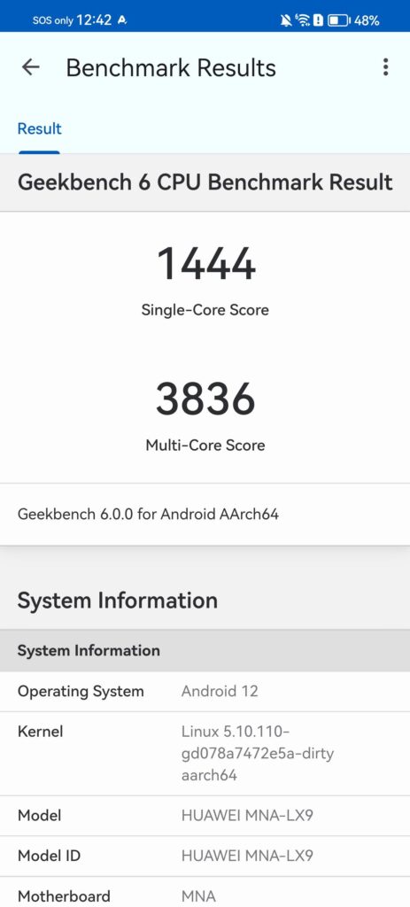Huawei P60 Pro Review - geekbench 6
