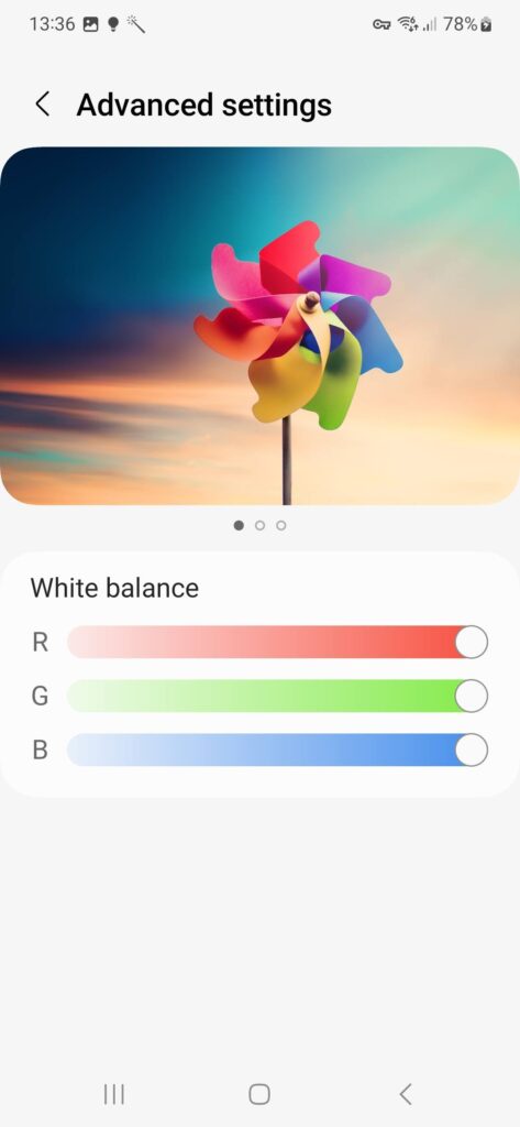 Samsung Galaxy A54 Review colour settings