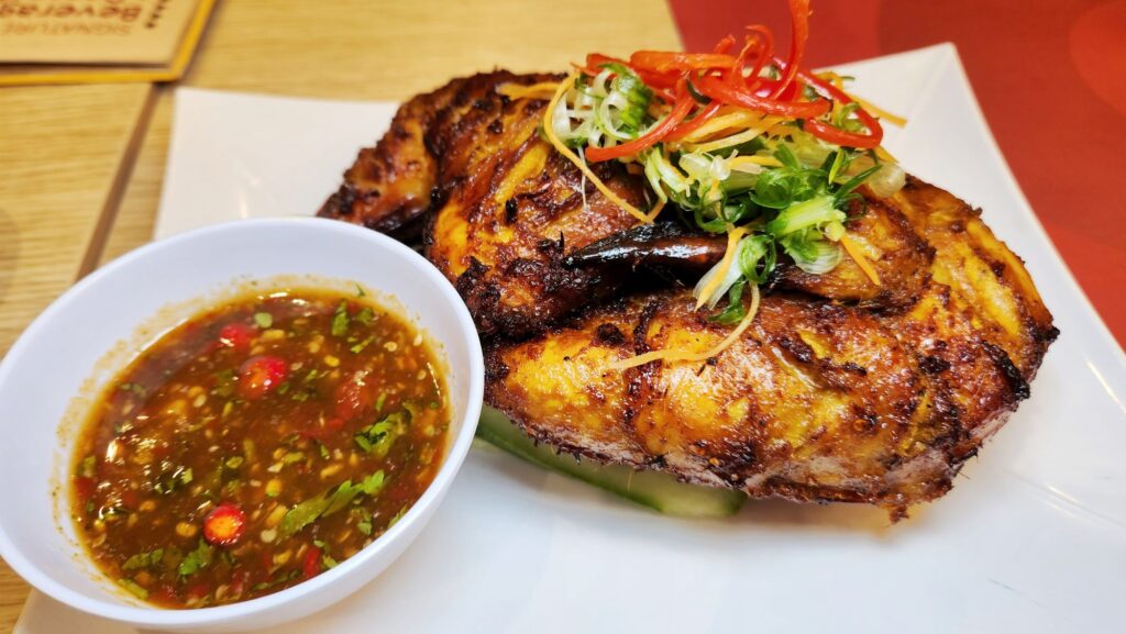 Ayam Bakar Oh-Semm at the Chicken Rice Shop roasted