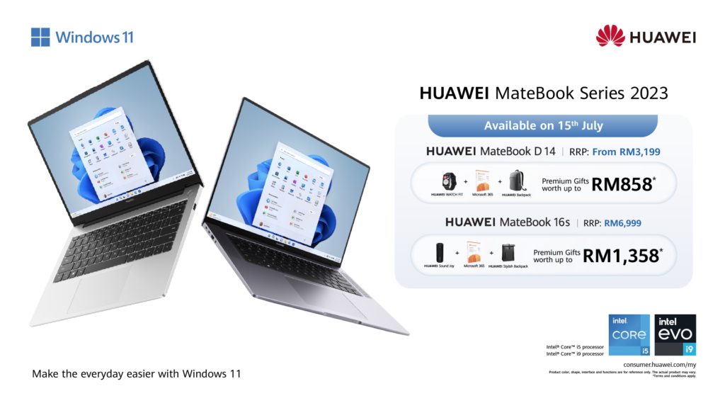 Huawei MateBook D 14 2023 and Matebook 16s 2023 prices