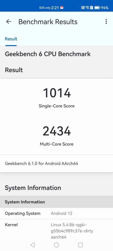 Huawei nova 11 Pro review geekbench 6 single and multicore