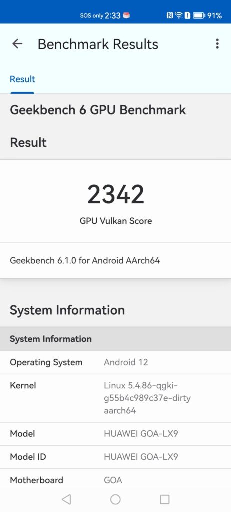 Huawei nova 11 Pro review vulkan benchmark geekbench 6