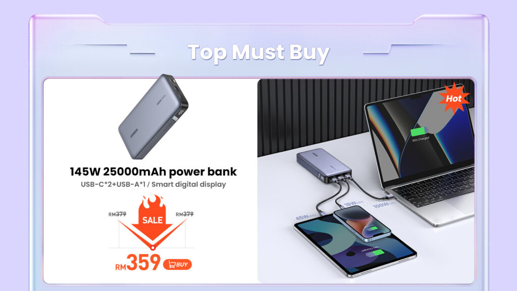 Ugreen 1111 Shopee Sale 2023 Top Mustbuy-25000mAh powerbank discount