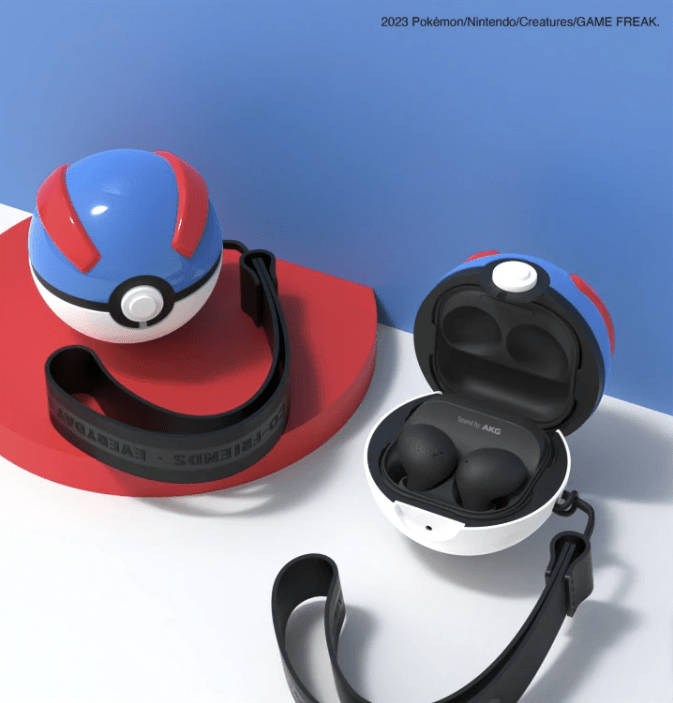 Samsung Galaxy Buds FE and free Pokemon Eco Friends Cover open and closed