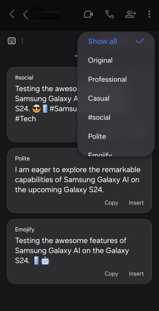 Samsung Galaxy S24 Review Galaxy AI tone control