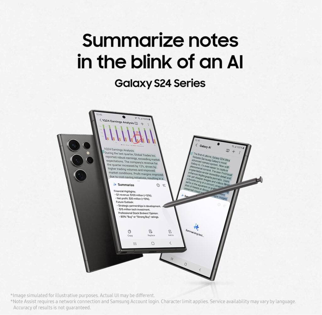 Samsung Galaxy S24 series Galaxy AI features note assist