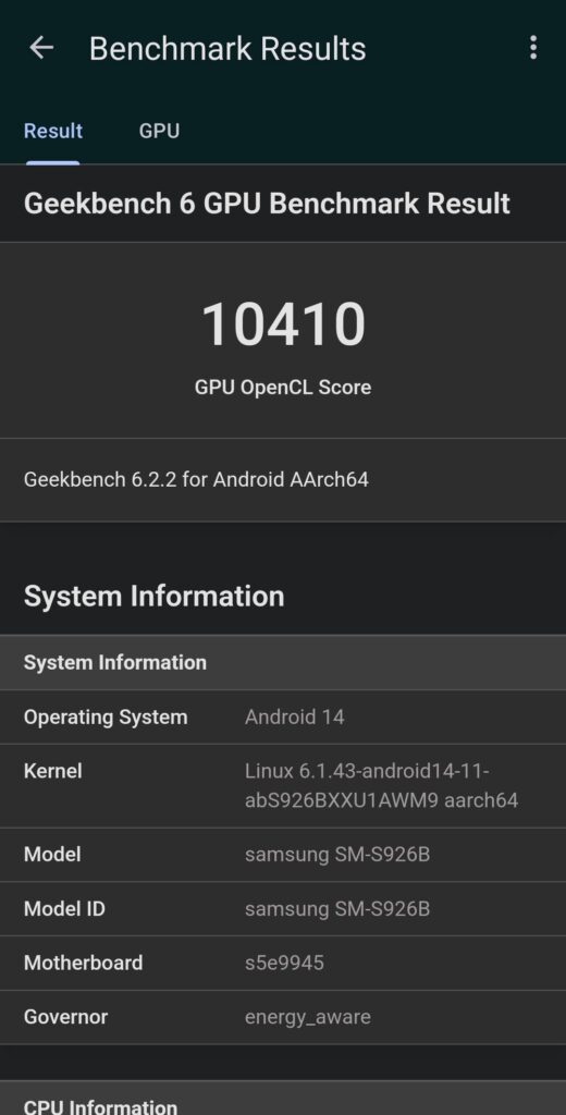 Samsung Galaxy S24 Plus Review (Exynos 2400) geekbench 6 openCL