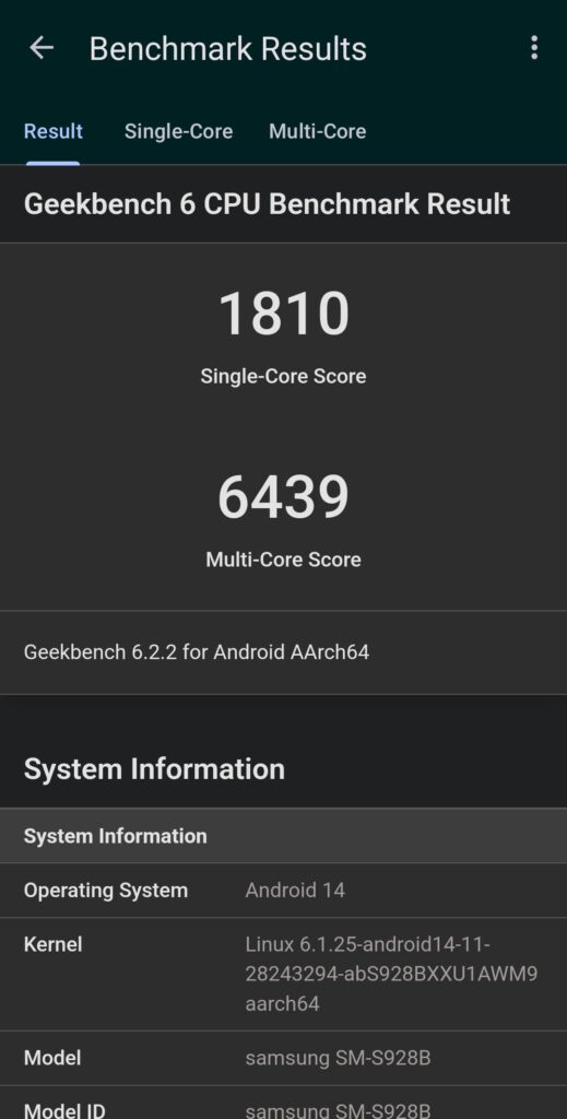 Samsung Galaxy S24 Ultra Review geekbench 6 multicore