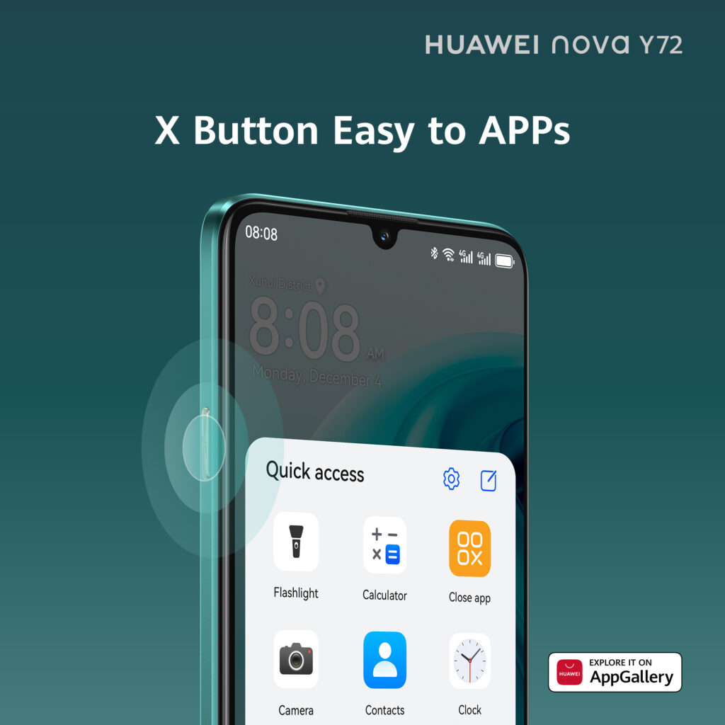 Huawei nova Y72 x button