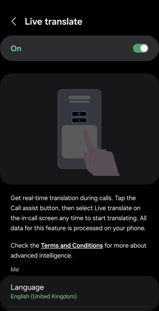 Samsung Galaxy AI Call translate 3
